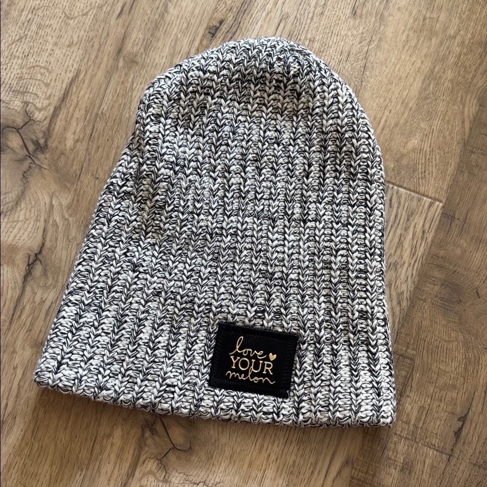 Love Your Melon Black and White Knit Beanie